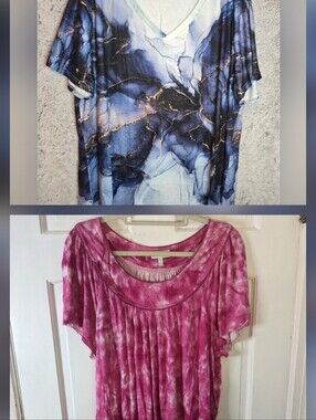 2 Shirts, Fashion Bug & No Tag. Size: approx 2x see Sizes in pics.